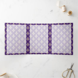 Lilie Pattern, Französisch, Royal, Cream, Lila Dreifach Gefaltete Karte