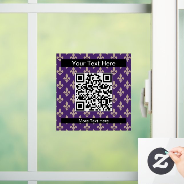 Lilie Pattern, Französisch, Royal, Cream, Lila Fensteraufkleber (Zuhause)