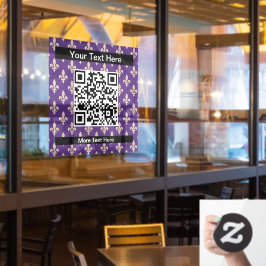 Lilie Pattern, Französisch, Royal, Cream, Lila Fensteraufkleber