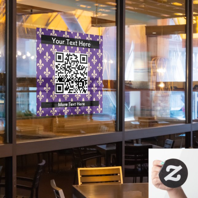 Lilie Pattern, Französisch, Royal, Cream, Lila Fensteraufkleber (Restaurantfenster)