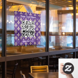 Lilie Pattern, Französisch, Royal, Cream, Lila Fensteraufkleber