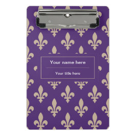 Lilie Pattern, Französisch, Royal, Cream, Lila Mini Klemmbrett