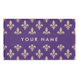 Lilie Pattern, Französisch, Royal, Cream, Lila Namenschild