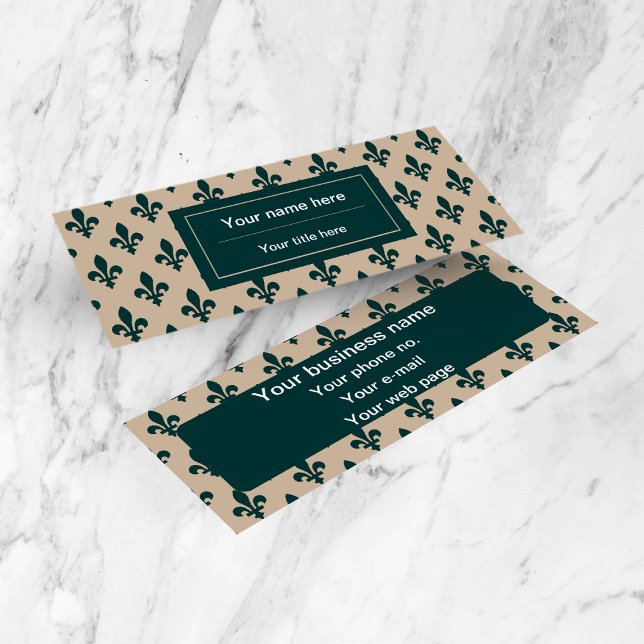 Lilie Pattern, Französisch, Royal, Green Mini Visitenkarte (Von Creator hochgeladen)