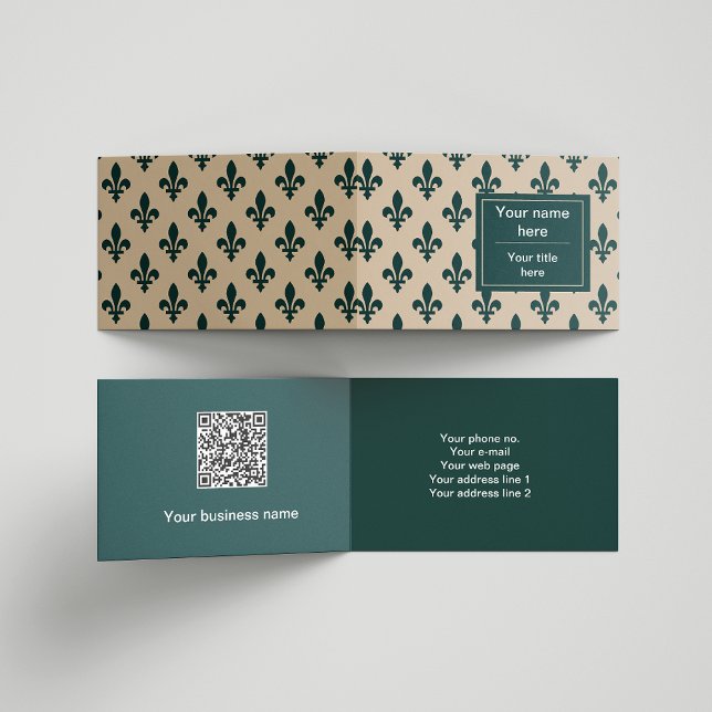 Lilie Pattern, Französisch, Royal, Green Visitenkarten (Von Creator hochgeladen)