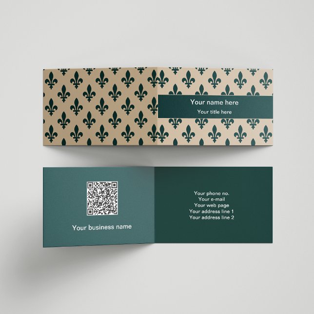 Lilie Pattern, Französisch, Royal, Green Visitenkarten (Von Creator hochgeladen)