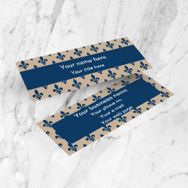 Lilie Pattern, Französisch, Royal, Navy Blue Mini Visitenkarte