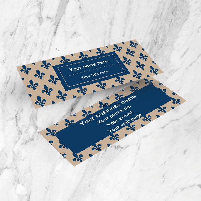 Lilie Pattern, Französisch, Royal, Navy Blue Mini Visitenkarte (Von Creator hochgeladen)
