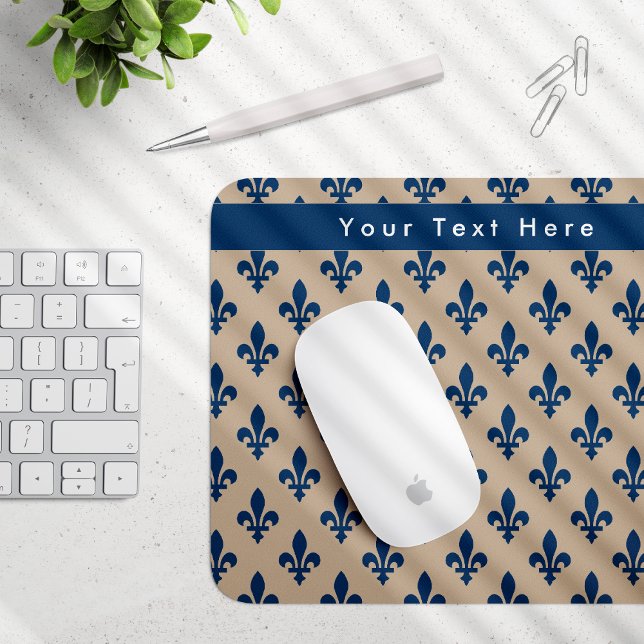 Lilie Pattern, Französisch, Royal, Navy Blue Mousepad (Von Creator hochgeladen)