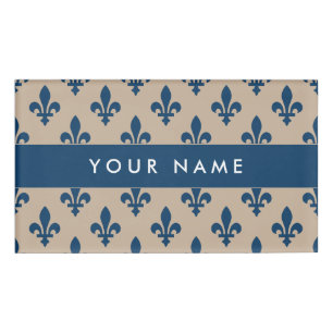 Lilie Pattern, Französisch, Royal, Navy Blue Namenschild