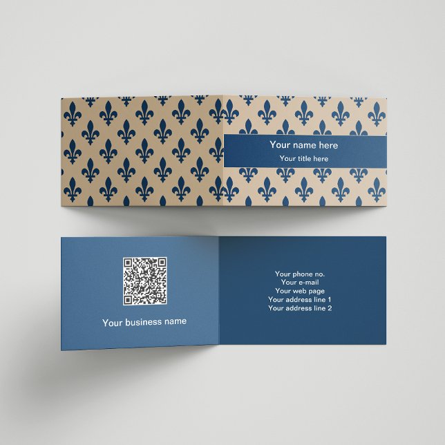 Lilie Pattern, Französisch, Royal, Navy Blue Visitenkarten (Von Creator hochgeladen)