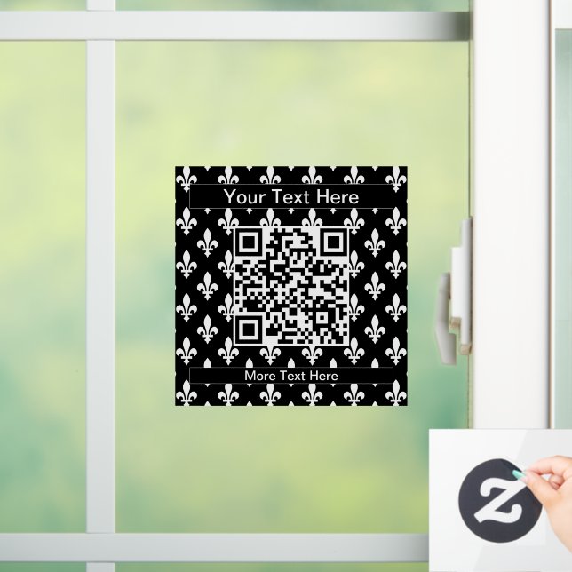 Lilie Pattern, Französisch, Royal, Weiß Fensteraufkleber (Zuhause)