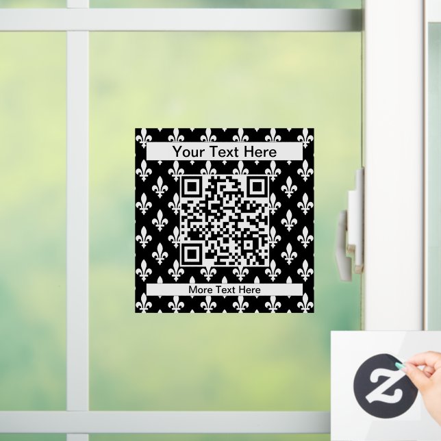 Lilie Pattern, Französisch, Royal, Weiß Fensteraufkleber (Zuhause)