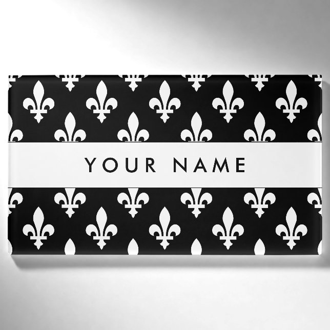 Lilie Pattern, Französisch, Royal, Weiß Namenschild (Vorderseite)