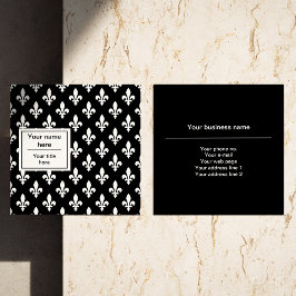 Lilie Pattern, Französisch, Royal, Weiß Quadratische Visitenkarte