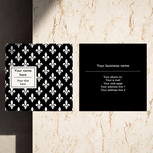 Lilie Pattern, Französisch, Royal, Weiß Quadratische Visitenkarte (Von Creator hochgeladen)