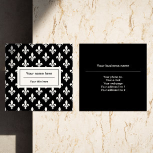 Lilie Pattern, Französisch, Royal, Weiß Quadratische Visitenkarte