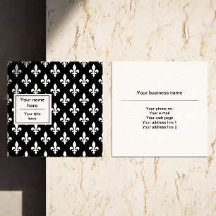Lilie Pattern, Französisch, Royal, Weiß Quadratische Visitenkarte