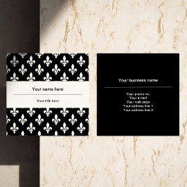 Lilie Pattern, Französisch, Royal, Weiß Quadratische Visitenkarte