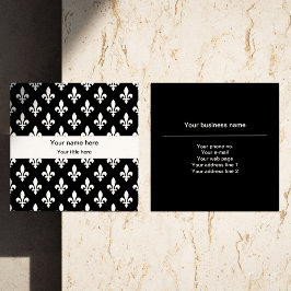 Lilie Pattern, Französisch, Royal, Weiß Quadratische Visitenkarte