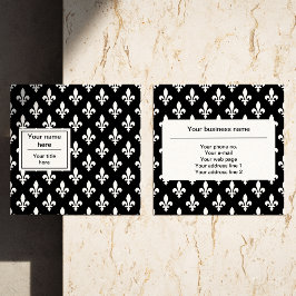 Lilie Pattern, Französisch, Royal, Weiß Quadratische Visitenkarte