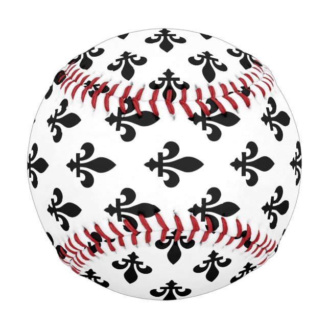 Lilie Pattern, Royal French, Black on White Baseball (Rückseite)