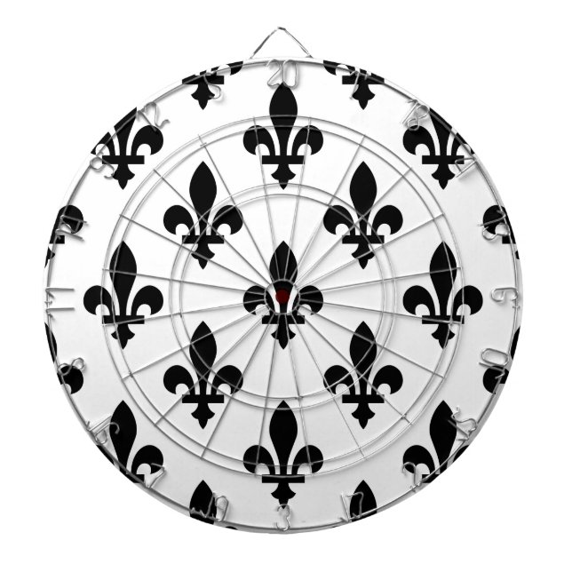 Lilie Pattern, Royal French, Black on White Dartscheibe (vorne)