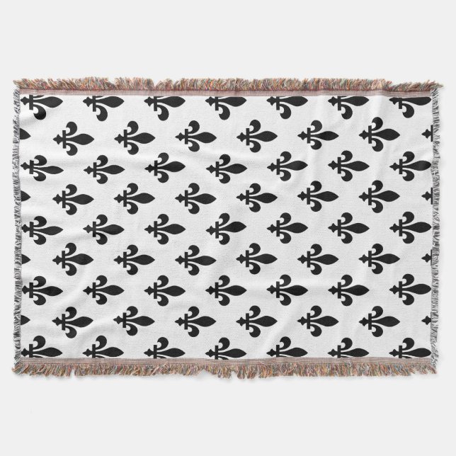 Lilie Pattern, Royal French, Black on White Decke (Vorderseite)