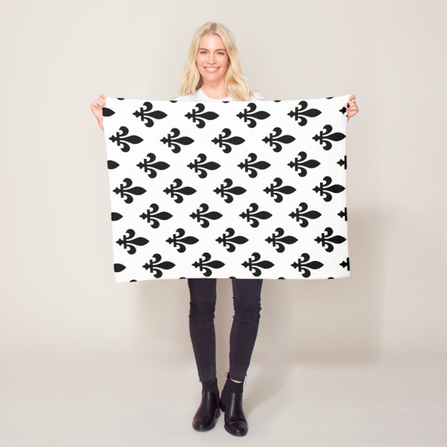Lilie Pattern, Royal French, Black on White Fleecedecke (Beispiel)
