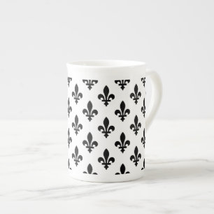 Lilie Pattern, Royal French, Black on White Prozellantasse
