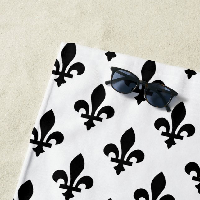 Lilie Pattern, Royal French, Black on White Strandtuch (Beispiel)