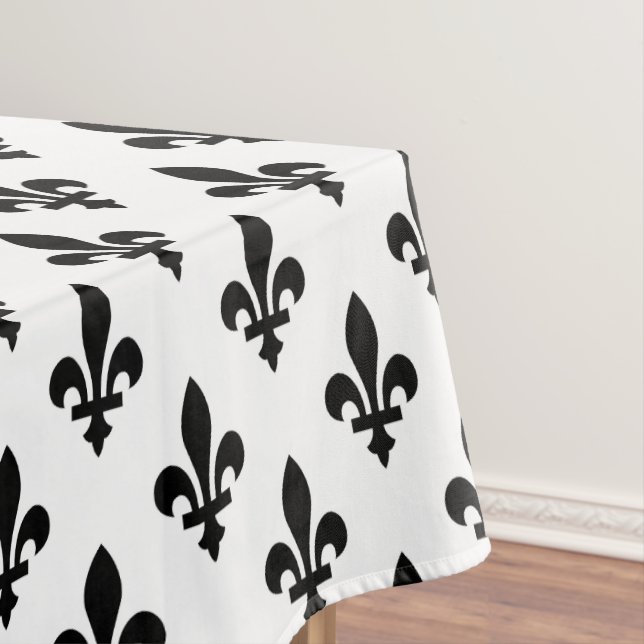 Lilie Pattern, Royal French, Black on White Tischdecke (Beispiel)