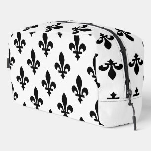 Lilie Pattern, Royal French, Black on White Waschbeutel