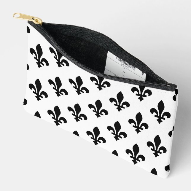 Lilie Pattern, Royal French, Black on White Zubehörtasche (Offen)