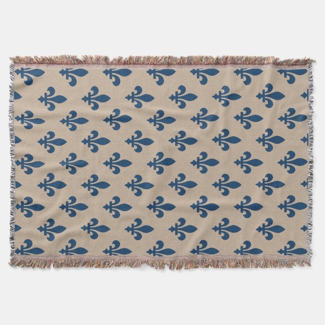 Lilie Pattern, Royal French Blue on Cream Decke (Vorderseite)