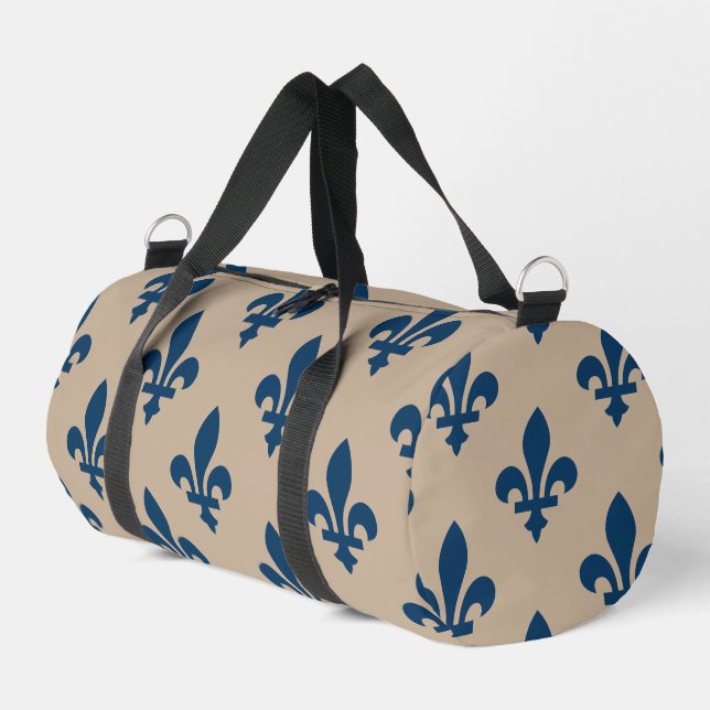 Lilie Pattern, Royal French Blue on Cream Duffle Bag (Linke Seite)