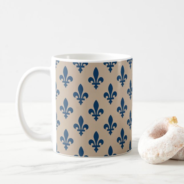 Lilie Pattern, Royal French Blue on Cream Kaffeetasse (Mit Donut)