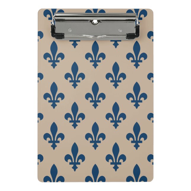 Lilie Pattern, Royal French Blue on Cream Mini Klemmbrett (Vorderseite)