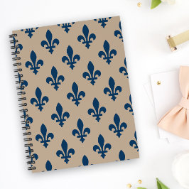 Lilie Pattern, Royal French Blue on Cream Notizbuch