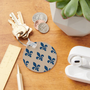 Lilie Pattern, Royal French Blue on Cream Schlüsselanhänger