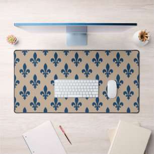 Lilie Pattern, Royal French Blue on Cream Schreibtischunterlage