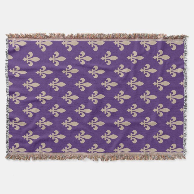Lilie Pattern, Royal French Cream auf Lila Decke (Vorderseite)