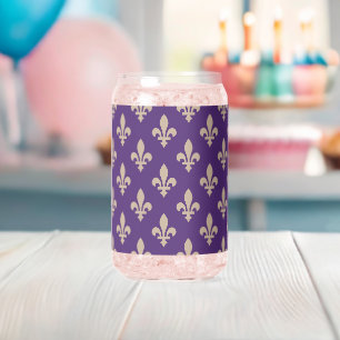 Lilie Pattern, Royal French Cream auf Lila Dosenglas