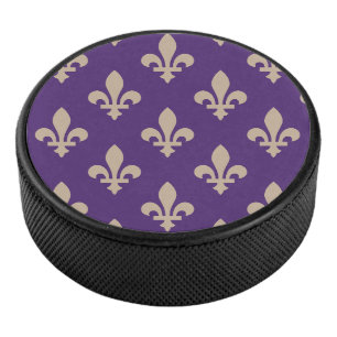 Lilie Pattern, Royal French Cream auf Lila Eishockey Puck