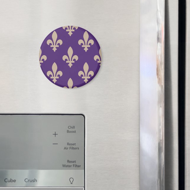 Lilie Pattern, Royal French Cream auf Lila Magnet (In Situ (Kühlschrank))