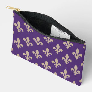 Lilie Pattern, Royal French Cream auf Lila Zubehörtasche
