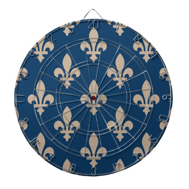 Lilie Pattern, Royal French, Cream on Blue Dartscheibe (vorne)