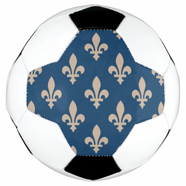 Lilie Pattern, Royal French, Cream on Blue Fußball (Vorderseite)