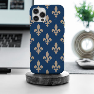 Lilie Pattern, Royal French, Cream on Blue iPhone 15 Pro Max Hülle