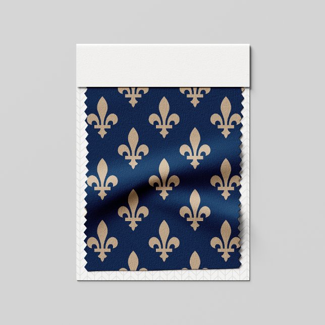 Lilie Pattern, Royal French, Cream on Blue Stoff (Von Creator hochgeladen)